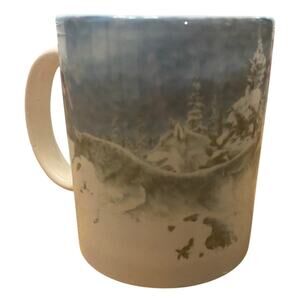 Vintage‎ Wolf Art Coffee Mug Ron Van Gilder Wild Wings 1999 Nature Wildlife Snow
